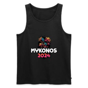 Mykonos 2024 Voyage de vacances coloré - Débardeur bio Premium Homme - noir - Devant - Michal (187cm)