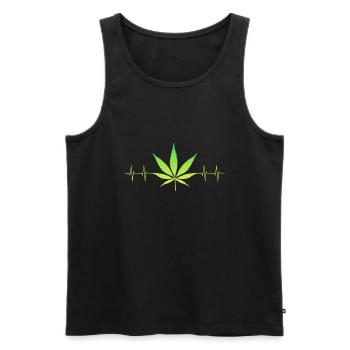 Kiffen Kiffer Herzschlag Joint Weed Marihuana - Männer Premium Bio Tank Top - Schwarz - Vorne - Michal (187cm)
