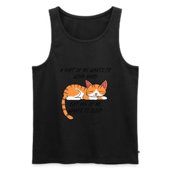 Work or sleep cute cat excuse - Men's Premium Organic Tank Top - black - Front - AI Model Male 178 light (178cm)