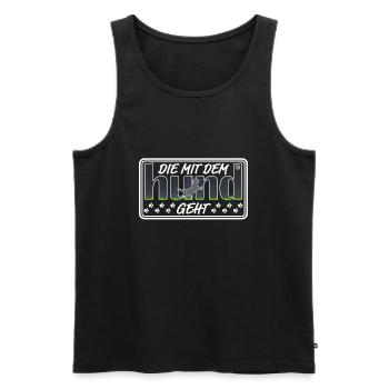 Die mit dem Hund geht | Hundebesitzerin Hundeshirt - Männer Premium Bio Tank Top - Schwarz - Vorne - AI Model Male 178 light (178cm)
