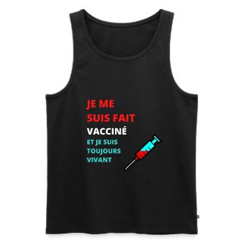 JE ME SUIS FAIT VACCINÉ ET JE SUIS TOUJOURS VIVANT - Débardeur bio Premium Homme - noir - Devant - AI Model Male 178 light (178cm)