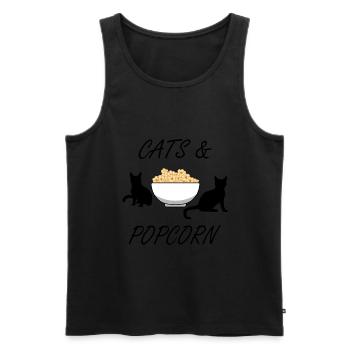 Popcorn und Katzen Cute Kitty Pop Corn Essen - Männer Premium Bio Tank Top - Schwarz - Vorne - AI Model Male 178 light (178cm)