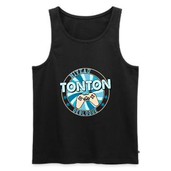 Niveau Tonton Débloqué Idée Cadeau Homme Oncle - Débardeur bio Premium Homme - noir - Devant - Michal (187cm)
