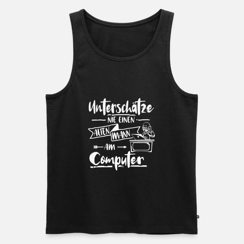 Mann Computer unterschätze Spruch - Männer Premium Bio Tank Top - Schwarz