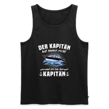 Kapitän Spruch hat recht Geschenk Motorboot - Männer Premium Bio Tank Top - Schwarz - Vorne - Michal (187cm)