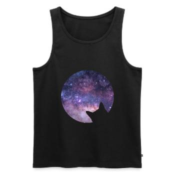 Space cat stares into space - Men's Premium Organic Tank Top - black - Front - AI Model Male 178 light (178cm)