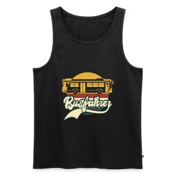 Busfahrer Retro Bus Geschenk - Männer Premium Bio Tank Top - Schwarz - Vorne - Michal (187cm)