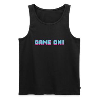 Neon Arcade 'Game On' Logo - Men's Premium Organic Tank Top - black - Front - Michal (187cm)