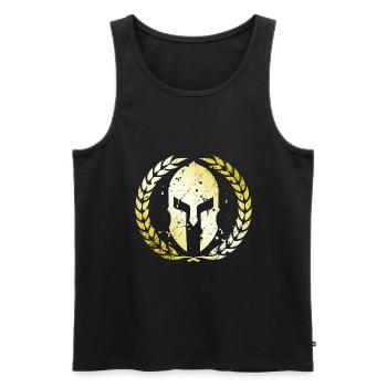 Casque de Sparte Or Mythologie Guerrier Gladiateur - Débardeur bio Premium Homme - noir - Devant - Michal (187cm)