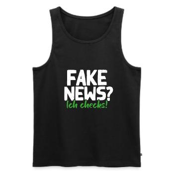 FAKE NEWS | Ich checks! - Männer Premium Bio Tank Top - Schwarz - Vorne - AI Model Male 178 light (178cm)