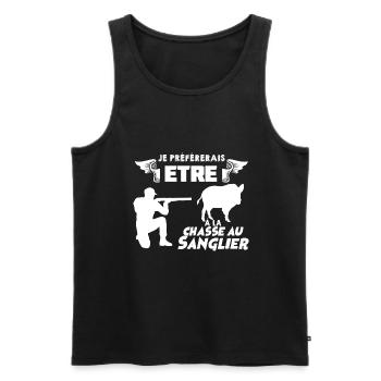 Chasseur Le Choix du Sanglier Citation - Débardeur bio Premium Homme - noir - Devant - Michal (187cm)