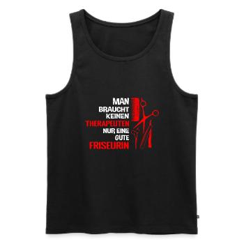 Keinen Therapeuten nur einen guten Friseur Spruch - Männer Premium Bio Tank Top - Schwarz - Vorne - Michal (187cm)