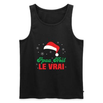 Papa noel le vrai cadeau costume papa chapeau - Débardeur bio Premium Homme - noir - Devant - Michal (187cm)
