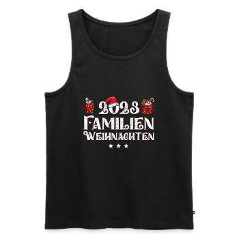 WEIHNACHTSOUTFIT FAMILIE RENTIER GRAFIK - Männer Premium Bio Tank Top - Schwarz - Vorne - Michal (187cm)