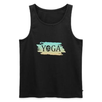 Yoga - Männer Premium Bio Tank Top - Schwarz - Vorne - AI Model Male 178 light (178cm)