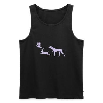 Magyar Vizsla / Weimaraner - Hare Pheasant - Negative - Men's Premium Organic Tank Top - black - Front - AI Model Male 178 light (178cm)