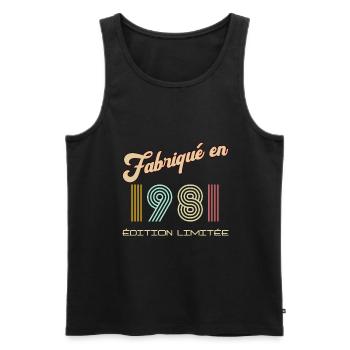 Anniversaire Homme Fabriqué en 1981 vintage - Débardeur bio Premium Homme - noir - Devant - Michal (187cm)