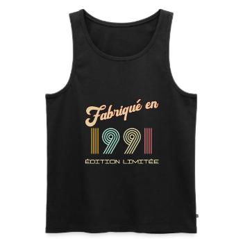Anniversaire Fabriqué en 1991 vintage édition - Débardeur bio Premium Homme - noir - Devant - AI Model Male 178 light (178cm)