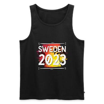 Suède 2023 - Débardeur bio Premium Homme - noir - Devant - AI Model Male 178 light (178cm)