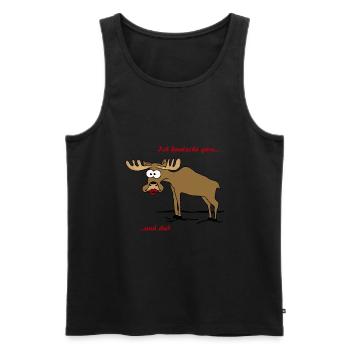 Knutschender Elch - Männer Premium Bio Tank Top - Schwarz - Vorne - AI Model Male 178 light (178cm)