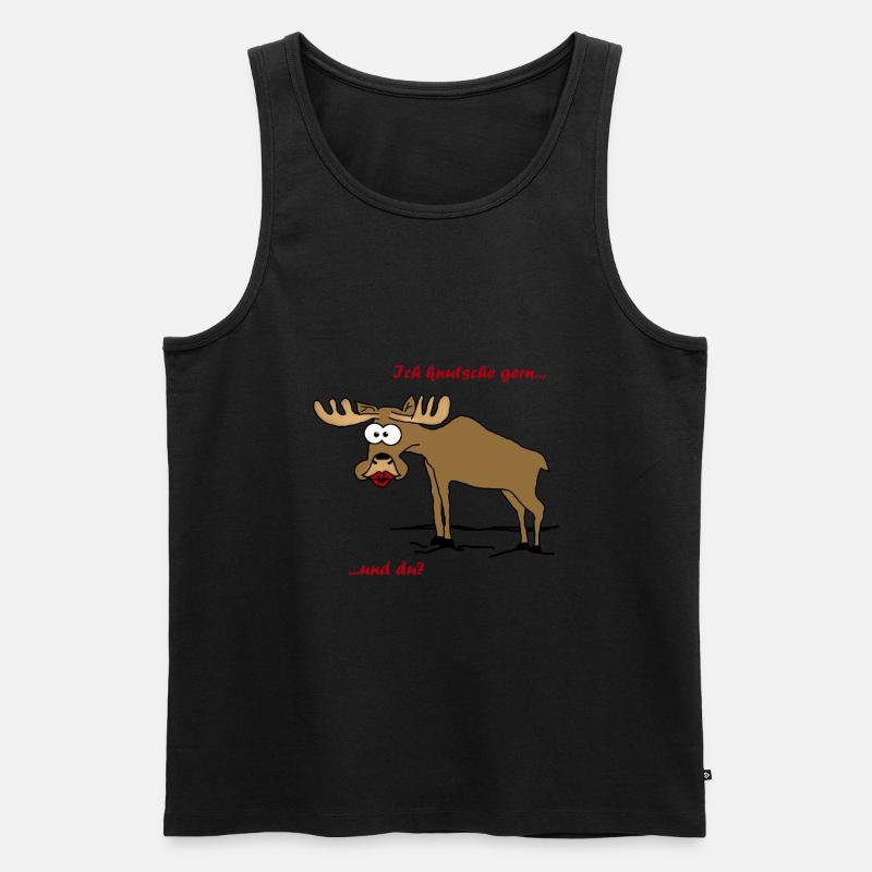 Knutschender Elch - Männer Premium Bio Tank Top - Schwarz