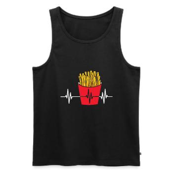 Pommes Frites Herzschlag EKG Team Pommes Fritten G - Männer Premium Bio Tank Top - Schwarz - Vorne - Michal (187cm)