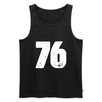 76 Number jersey - Men's Premium Organic Tank Top - black - Front - Michal (187cm)