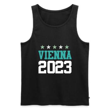 Vienna 2023 Wien - Men's Premium Organic Tank Top - black - Front - AI Model Male 178 light (178cm)