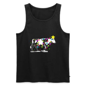 Cow Tree Farmer Vintage Christmas Tree Xmas Santa - Männer Premium Bio Tank Top - Schwarz - Vorne - Michal (187cm)