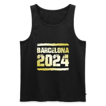 Barcelone 2024 Médaille d’or - Débardeur bio Premium Homme - noir - Devant - Michal (187cm)