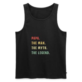 Papa Man Myth Legend - Männer Premium Bio Tank Top - Schwarz - Vorne - Michal (187cm)