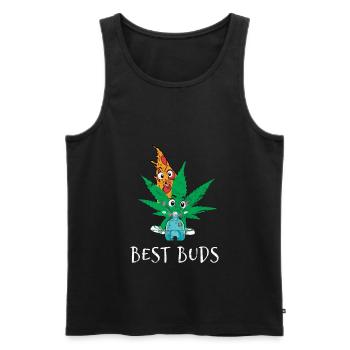 Best Buds Weed Gras Pizza Best friends smoking pot - Men's Premium Organic Tank Top - black - Front - AI Model Male 178 light (178cm)