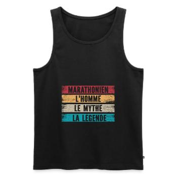 Marathon Marathonien Homme Mythe Légende Humour - Débardeur bio Premium Homme - noir - Devant - AI Model Male 178 light (178cm)