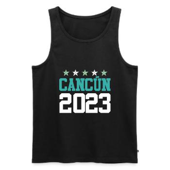 Cancun 2023 - Men's Premium Organic Tank Top - black - Front - AI Model Male 178 light (178cm)