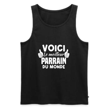 Voici le meilleur parrain du monde - Débardeur bio Premium Homme - noir - Devant - Michal (187cm)