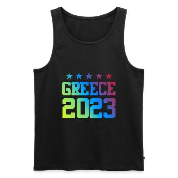 Grèce 2023 - Débardeur bio Premium Homme - noir - Devant - AI Model Male 178 light (178cm)