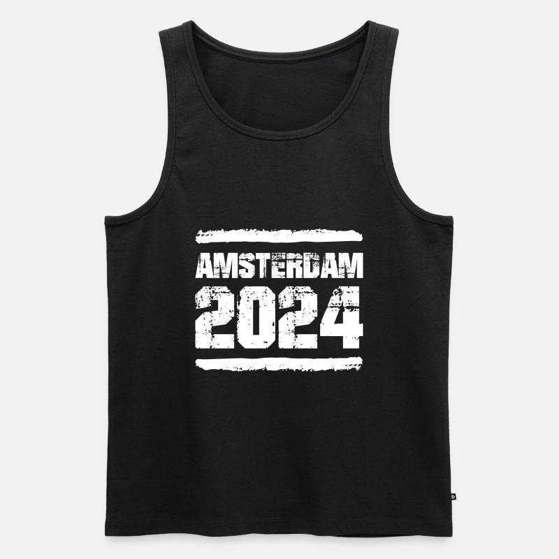 Amsterdam 2024 Team - Männer Premium Bio Tank Top - Schwarz