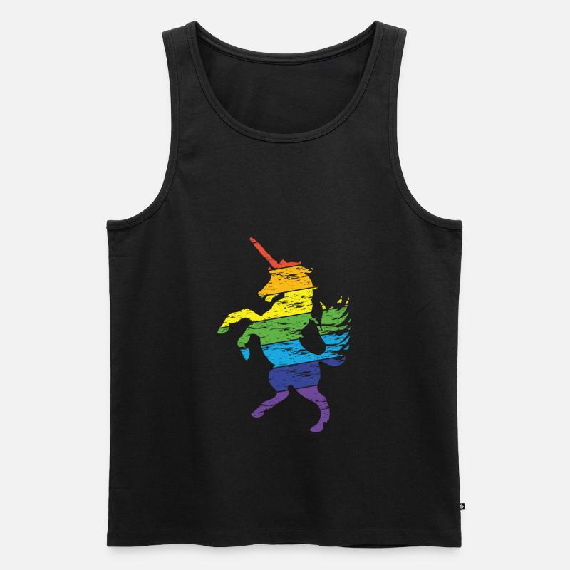 Einhorn Regenbogen - Männer Premium Bio Tank Top - Schwarz