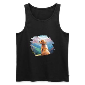 Cute puppy on mountain - dog love and hiker - Men's Premium Organic Tank Top - black - Front - AI Model Male 178 light (178cm)