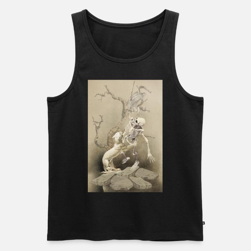 Das Skelett und der Hund - Männer Premium Bio Tank Top - Schwarz