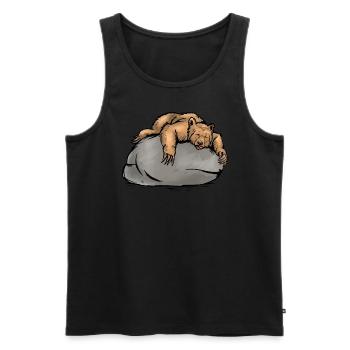 Bären Office Employee Colleague Motivation Bear - Men's Premium Organic Tank Top - black - Front - Michal (187cm)