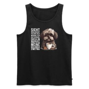 Ich denke an meine Bolonka Zwetna Hund Bolonka - Männer Premium Bio Tank Top - Schwarz - Vorne - Michal (187cm)