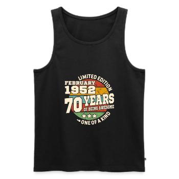 born in february 1952 - 70 years - Men's Premium Organic Tank Top - black - Front - AI Model Male 178 light (178cm)
