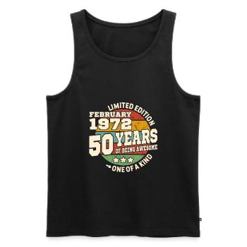 Geboren im Februar 1972 - 50 Jahre - Männer Premium Bio Tank Top - Schwarz - Vorne - AI Model Male 178 light (178cm)
