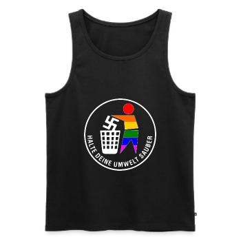 Gegen rechts - halte deine umwelt sauber - Männer Premium Bio Tank Top - Schwarz - Vorne - Michal (187cm)