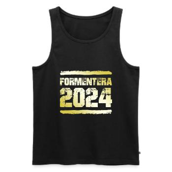 Formentera 2024 Or - Débardeur bio Premium Homme - noir - Devant - Michal (187cm)