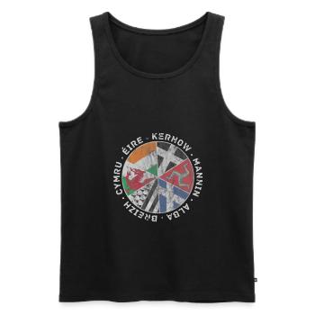 Vintage Celtic Flaggen IOM - Männer Premium Bio Tank Top - Schwarz - Vorne - Michal (187cm)
