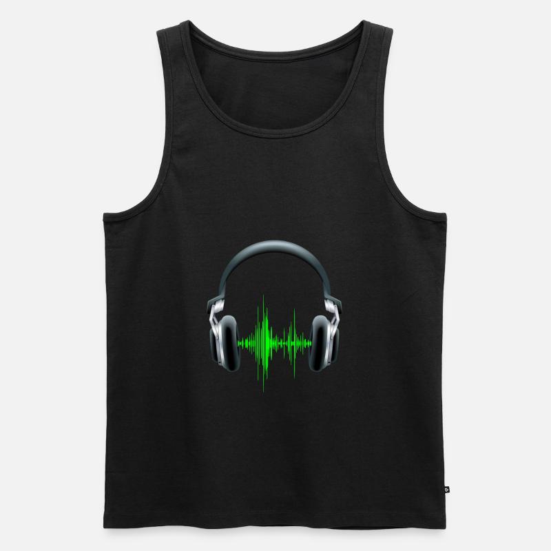 Equalizer DJ Kopfhörer - Männer Premium Bio Tank Top - Schwarz