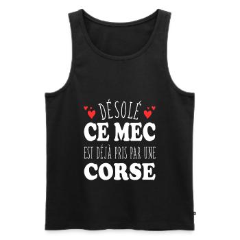 Mec Avec Corse Cadeau Couple Saint Valentin - Débardeur bio Premium Homme - noir - Devant - Michal (187cm)