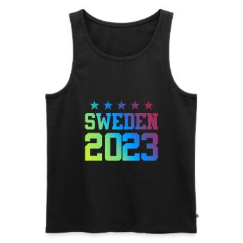 Suède 2023 - Débardeur bio Premium Homme - noir - Devant - AI Model Male 178 light (178cm)